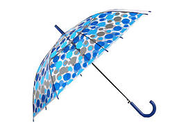 Парасолька-тростина прозора напівавтомат 8 спиць синій/сірий XI-016