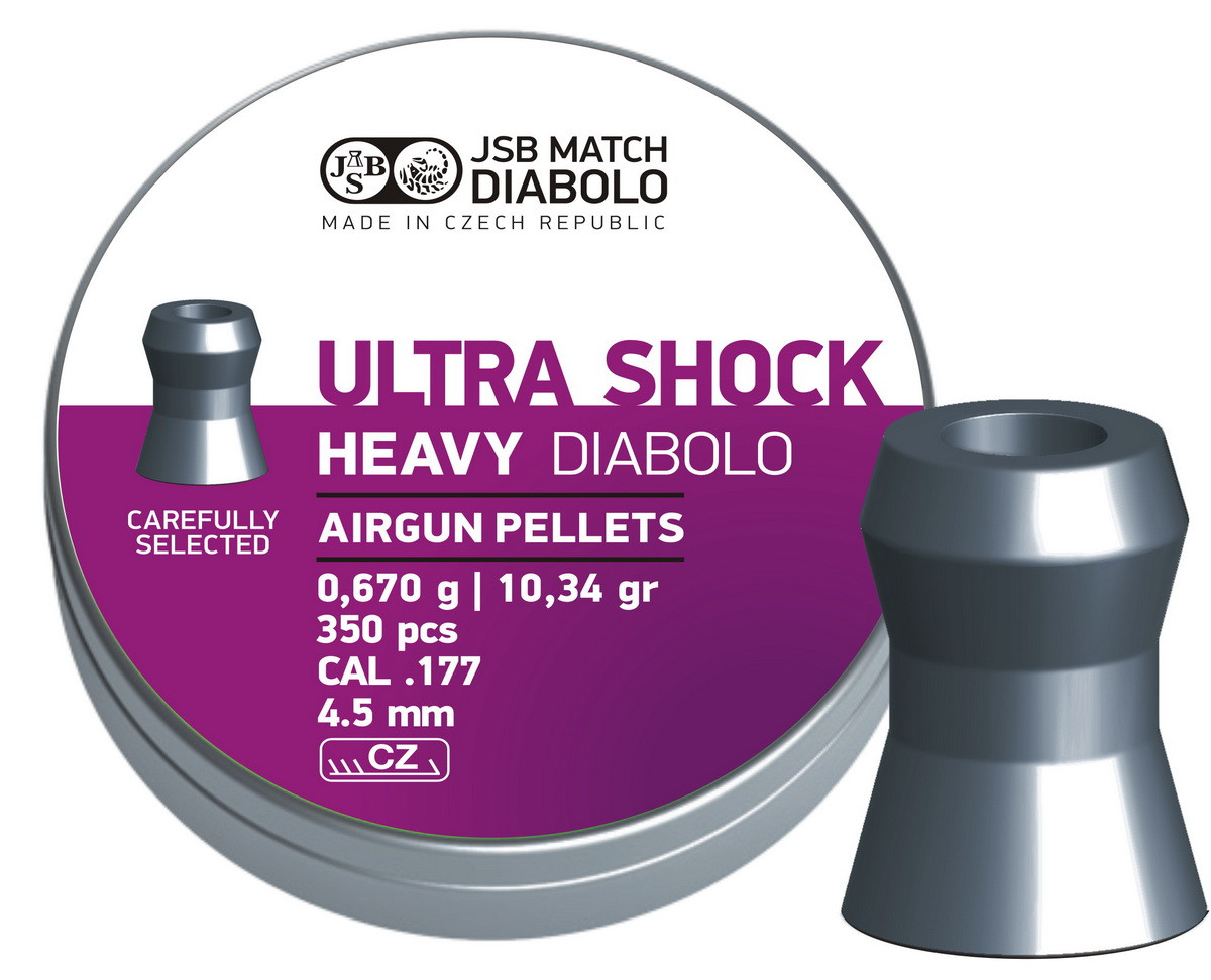 Пули пневматические JSB Heavy Ultra Shock 0.67 гр (350 шт) Кулі для воздушки Кульки 4.5 мм