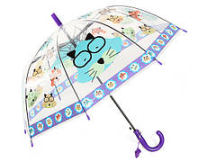 Парасолька дитяча "Котики", прозора, фіолетова, XI-017