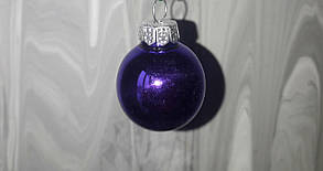 Новорічна кулька 3см скляна фіолетова мікс