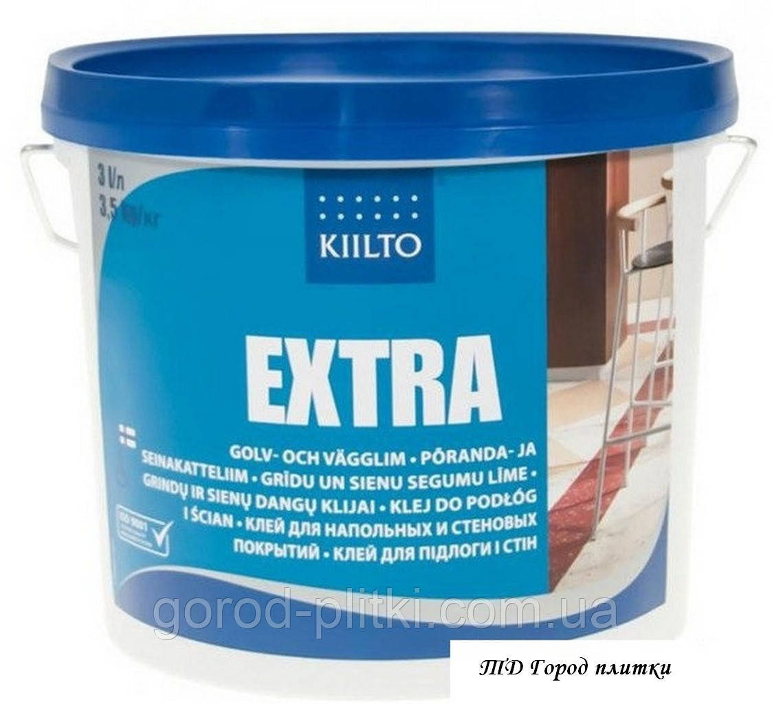 Клей для кварцвиниловой плитки Kiilto Extra 3L - фото 1 - id-p1079232344