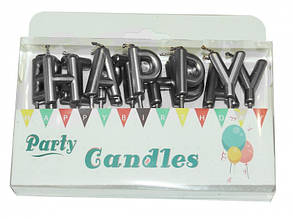 Свічки в торт happy birthday срібло