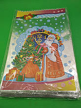 Фольгований пакет для цукерок №34 (25x40) (100 шт)"Дід Мороз і годинник"