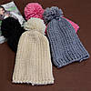 Стильна зимова в'язана шапка з помпоном, фото 6