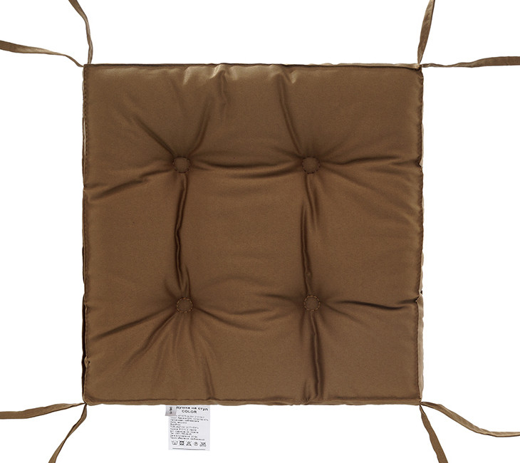 Для кухні подушка на табурет 40х40х5 із зав'язками "COLOR" (капучино), фото 1