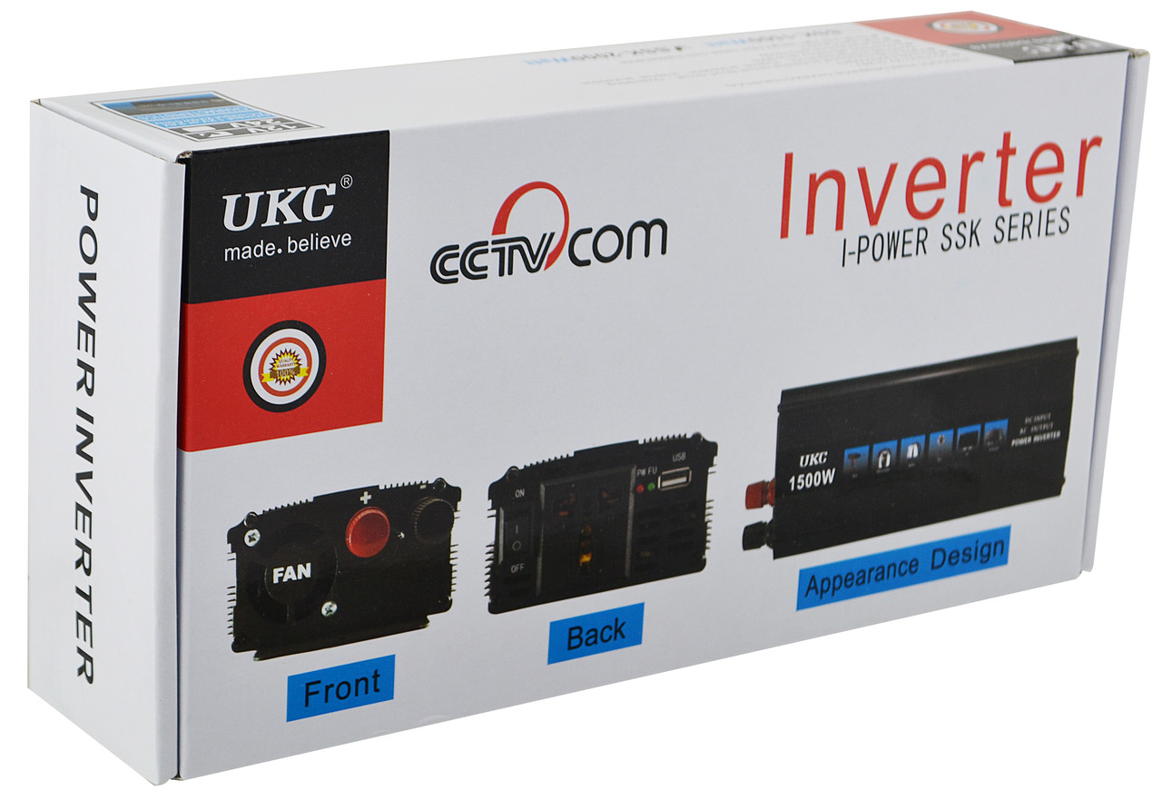 Преобразователь напряжения(инвертор) 12-220V UKC 2000W Black + USB (6852) - фото 6 - id-p386708539