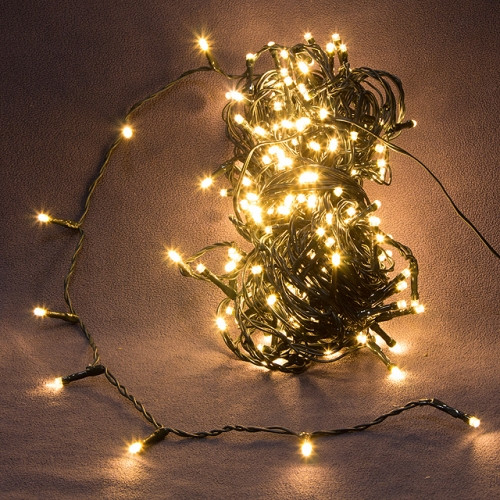 Гірлянда вулична "Нити" (String) 200 LED 15 м біла тепла, чорний дріт (каучук), світлодіодна, фото 1