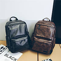 Мужской кожаный черный коричневый городской рюкзак портфель ранець мужская сумка