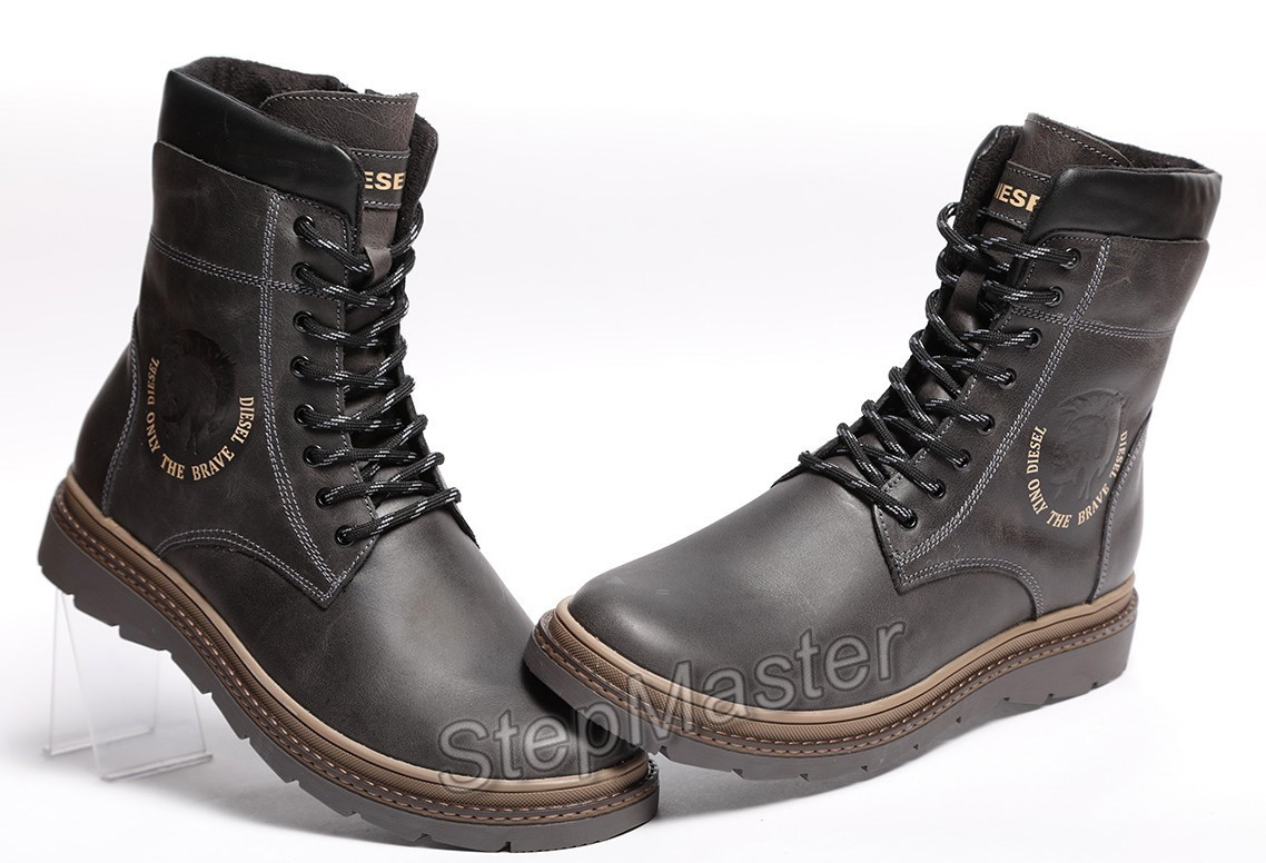 Ботинки кожаные зимние Diesel Cassidy Combat Grey Marble - фото 6 - id-p1079340612