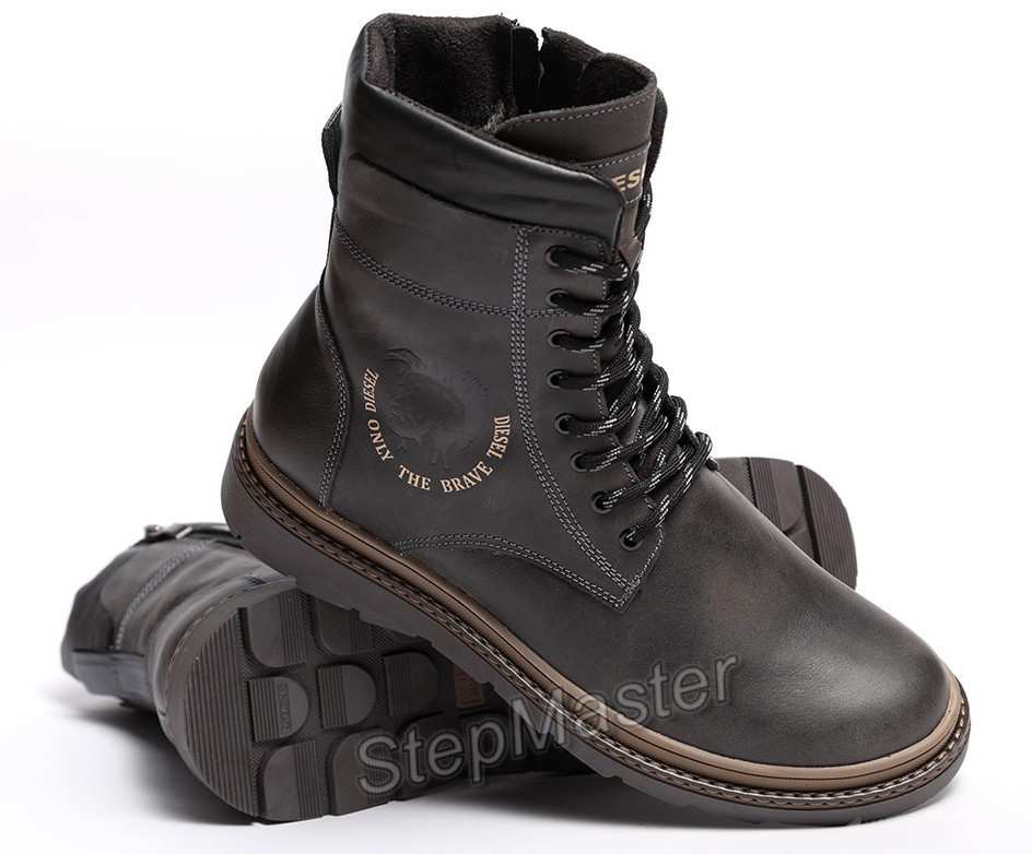 Ботинки кожаные зимние Diesel Cassidy Combat Grey Marble - фото 9 - id-p1079340612