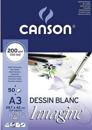 ' Альбом для акварели и др.техник Canson Imagine Mix Media А3, 200гр/м, 50 листов, мелкое зерно 0006-007, фото 2