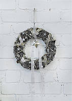 Різдвяний вінок ColorWay (CW-MCW-35DG) Merry Christmas, з натур. гілок ротанга, 35 см, Dark Gray