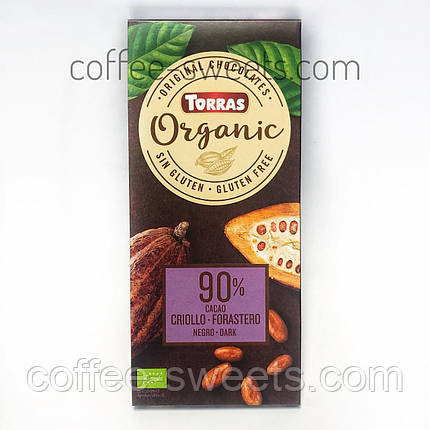 Шоколад «Organic», 90% какао, «Torras» 100 г., фото 2