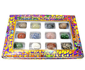 Яйця з напівдорогоцінного каміння (н-р/12шт)(яйце h-3 см d - 2.5 см)(упаковка 27х18х3,5 см)