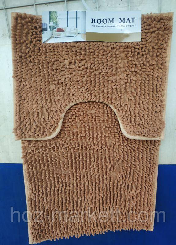 Килимки для ванної та туалету набір килимків 80 х 50 см і 50 х 40 см світло-коричневий, фото 1