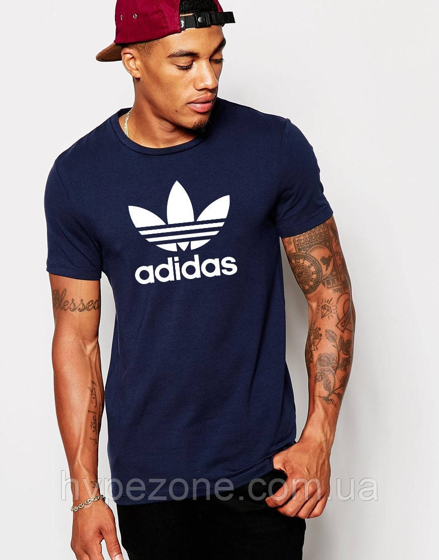 Футболка Adidas Адідас синя квітка білий великий