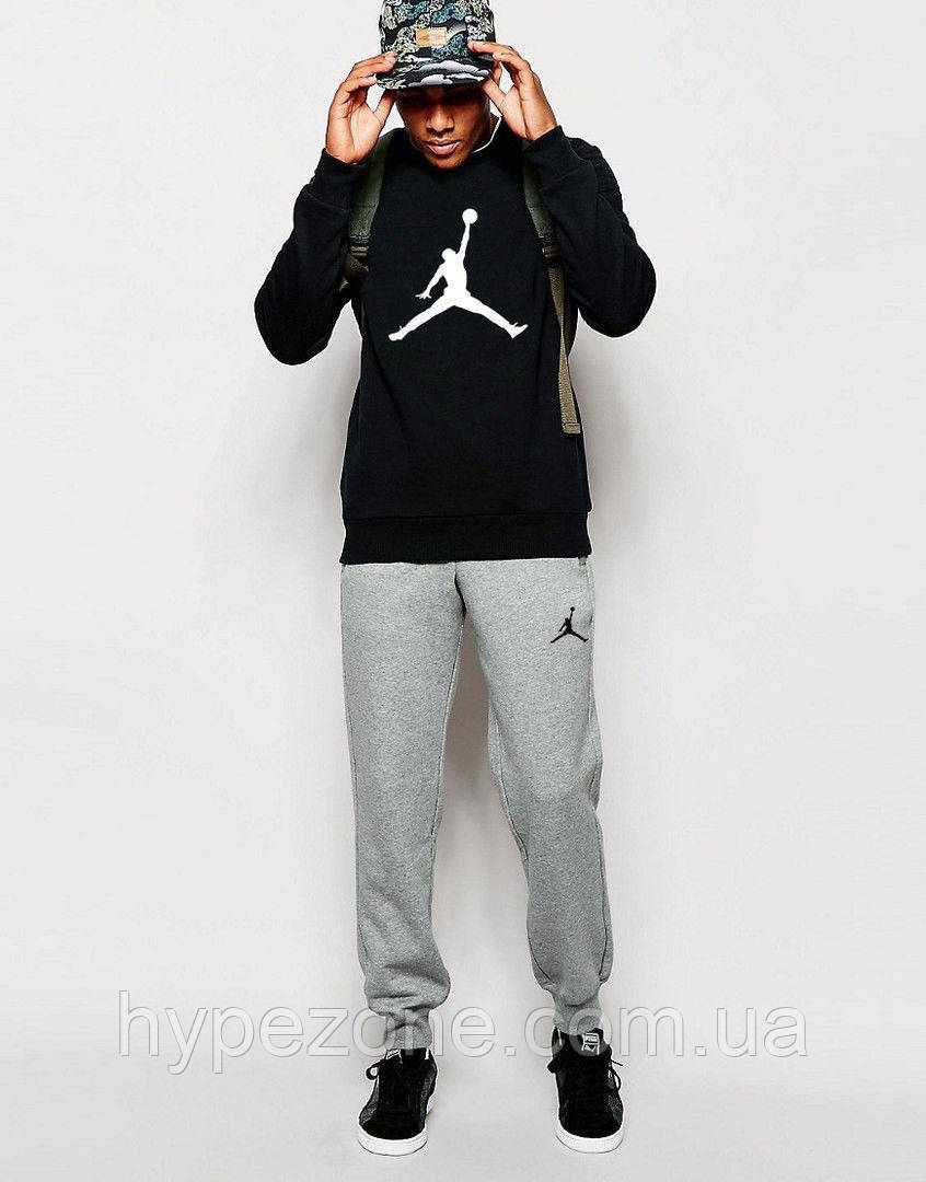 Чорний світшот + сірі штани костюм Jordan, фото 1