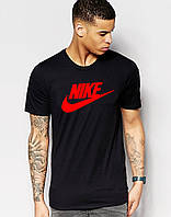 Футболка Чоловіча чорна Найк | Найк (червоний принт)