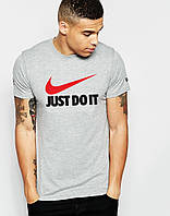 Сіра Футболка Nike | Найк червоний принт