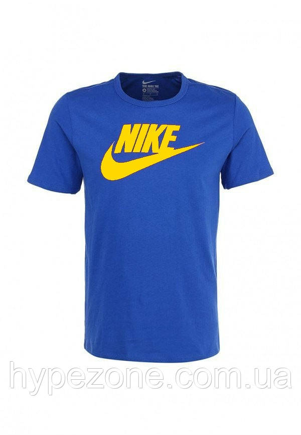 Синя Футболка Nike | Найк жовтий принт