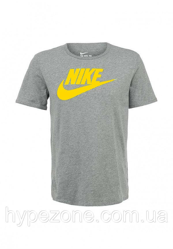 Футболка Nike | Найк сіра жовтий принт