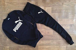 Чоловічий темно-синій спортивний костюм Puma лого+ім'я