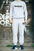 Чоловічий спортивний сірий костюм Reebok велике лого