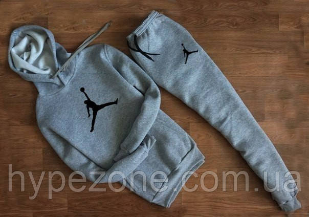 Сірий спортивний костюм Jordan з капюшоном, фото 1