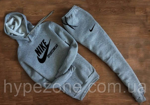 Сірий спортивний костюм NIKE Sportswear з капюшоном