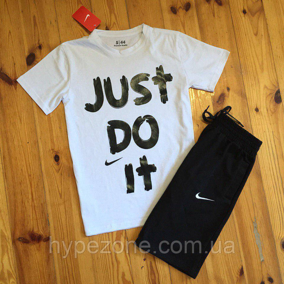 Чоловічий комплект футболка + шорти Nike білого і чорного кольору, фото 1