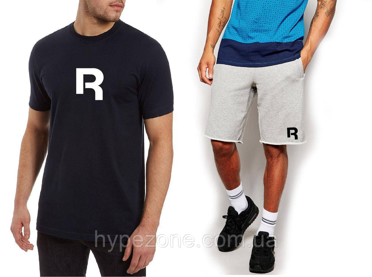 Чоловічий комплект футболка + шорти Reebok сірого і чорного кольору