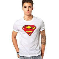Футболка Superman чоловіча біла з логотипом Супермен, (унісекс, підліткова) Трикотажна м'яка хб футболка