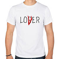 Футболка Loser / Lover біла з логотипом, унісекс (чоловіча,жіноча,дитяча)