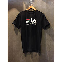 Футболка Fila & Гоша Рубчинський чорна з логотипом, унісекс (чоловіча,жіноча,дитяча)