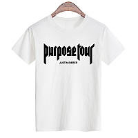 Футболка Purpose The World Tour біла з логотипом чоловіча, жіноча, дитяча