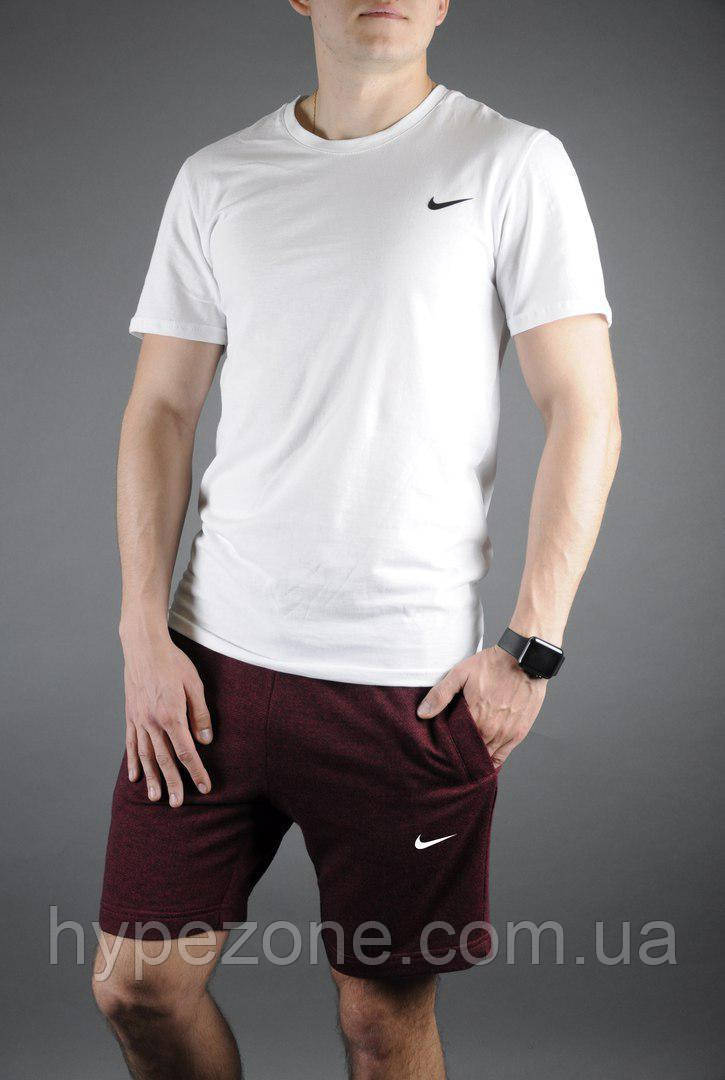 Чоловічий комплект футболка + шорти Nike білого і червоного кольору