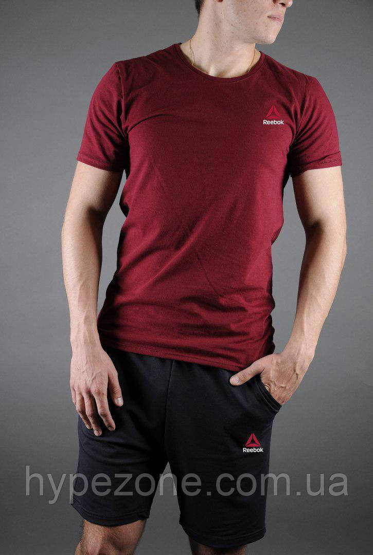 Чоловічий комплект футболка + шорти Reebok червоного і чорного кольору