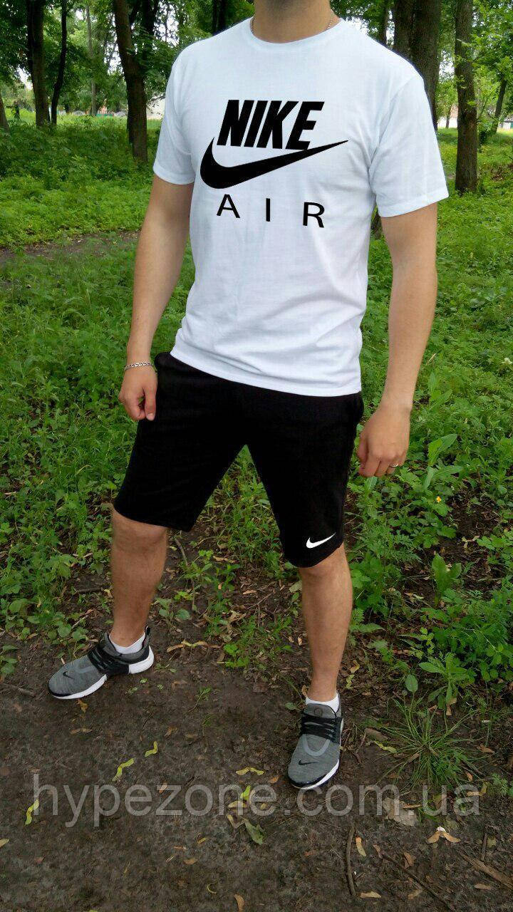 Чоловічий комплект футболка + шорти Nike білого і чорного кольору