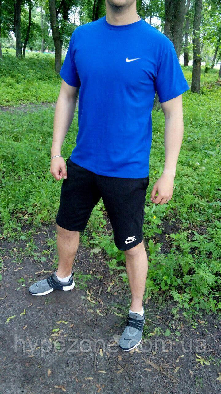 Чоловічий комплект футболка + шорти Nike синього і чорного кольору, фото 1