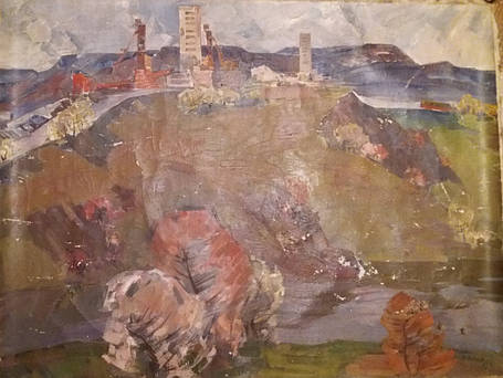 Картина Будівництво автор Ст. Бєлов 1982 рік, фото 1