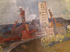 Картина Будівництво автор Ст. Бєлов 1982 рік, фото 3