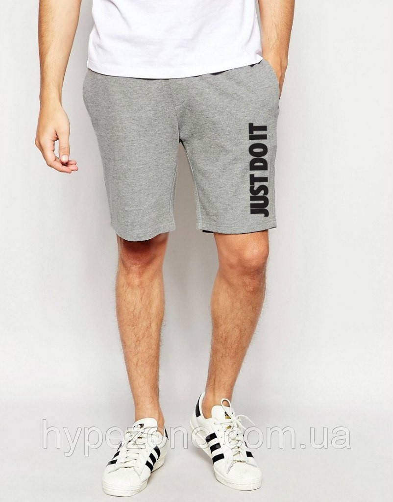 Шорти Nike ( Найк ) Just Do It сірі вертикальний принт чорний