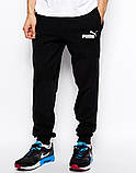 Чоловічі спортивні штани Puma | Пума чорні ім'я+позначка білі, фото 2