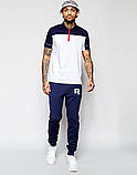 Чоловічі спортивні штани Reebok | Рібок сині лого біле R, фото 2