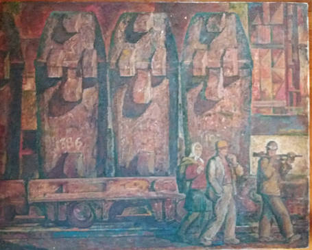 Картина Заводський пейзаж художник Б. Кулибко 1976 рік, фото 1