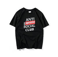 Футболка Supreme + Anti Social social club чорна з логотипом, унісекс (чоловіча,жіноча,дитяча)"" В стилі Anti