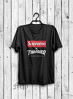 Футболка Thrasher + Supreme чорна, біла, унісекс (чоловіча,жіноча,дитяча)