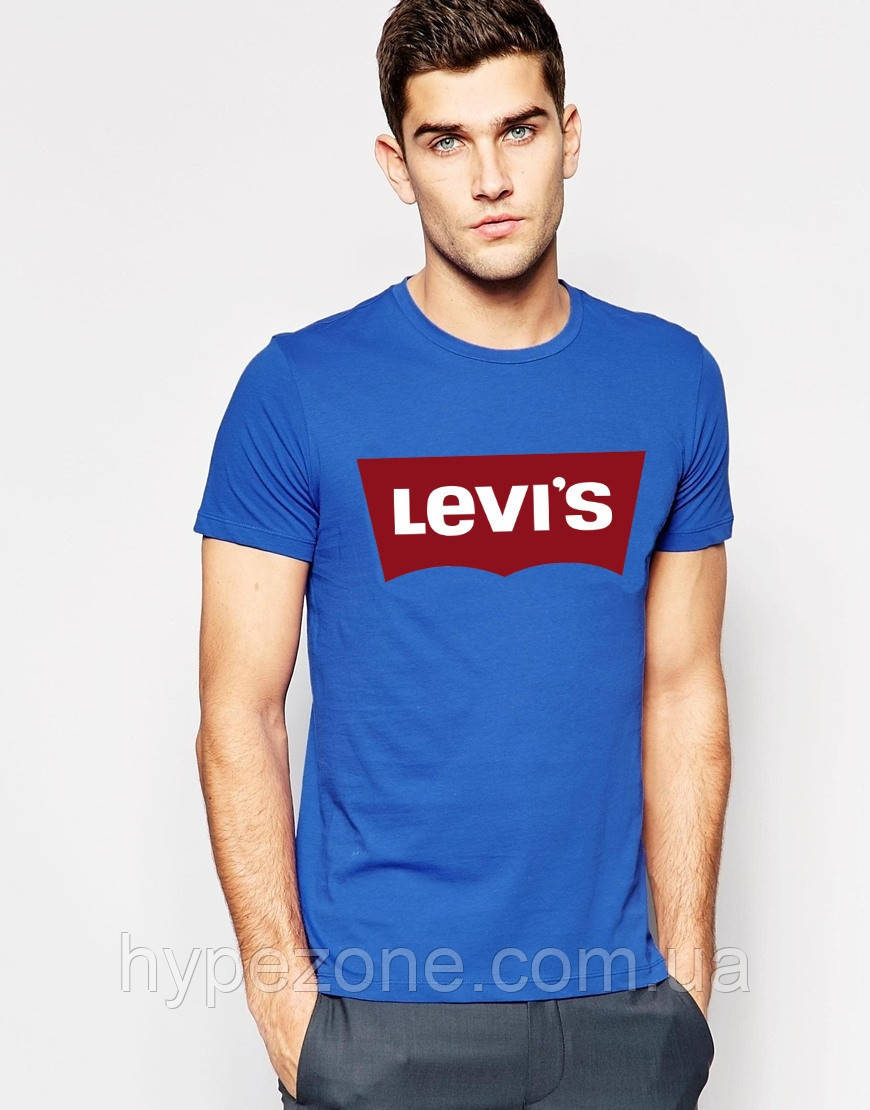 Футболка Levis блакитна червоний принт