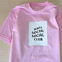 Футболка Anti Social social club Mix of New ASSC з принтом Чоловіча рожева. Футболка АССК"" В стилі