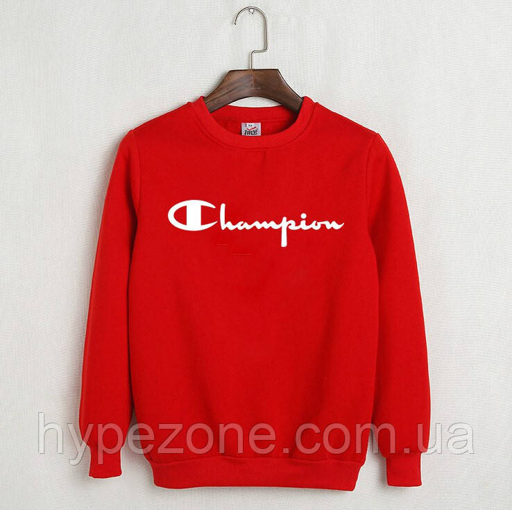 Свитшот красный Champion ( Чемпион )( белое лого ), фото 1